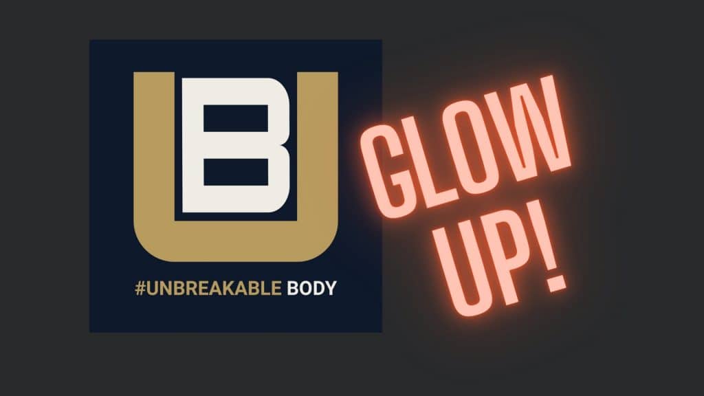 Featured image for the UNBREAKABLE BODY coaching glow-up, featuring the gold and white UB logo