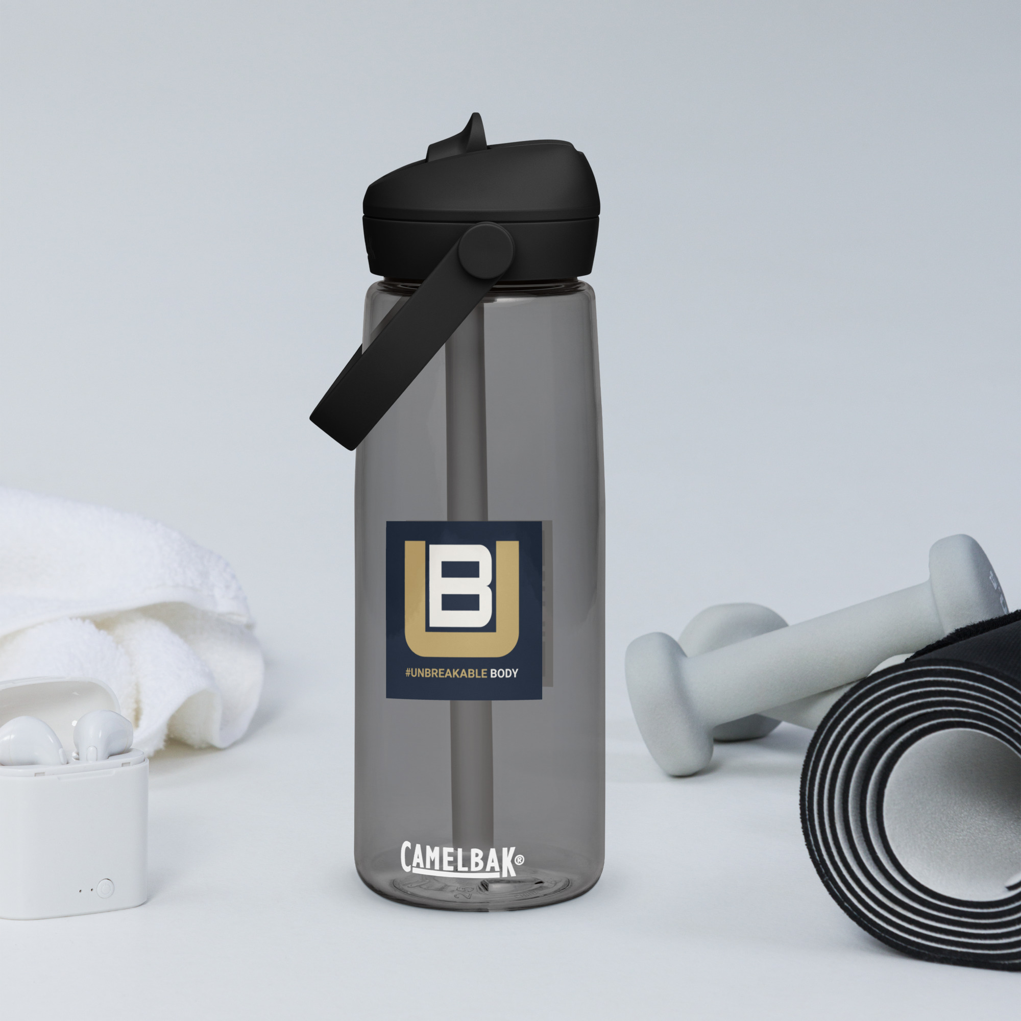 "#UNBREAKABLE BODY" Flip Straw Water Bottle – Hydration Built for the Build - Image 7