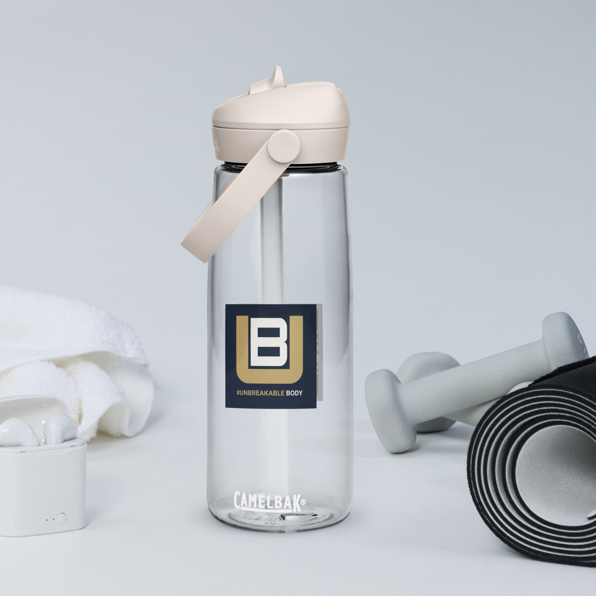 "#UNBREAKABLE BODY" Flip Straw Water Bottle – Hydration Built for the Build - Image 9